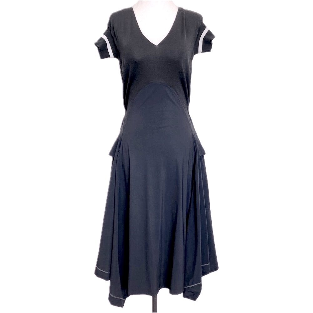 Crea Concept Asymmetrical Dress; Pockets, Drawstring Waist, Black; Fr 40; US Sm
